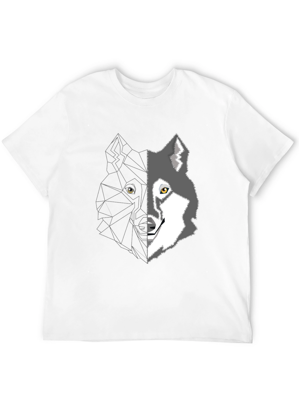 Geometric Wolf Graphic Tee - Mens Black T-Shirt