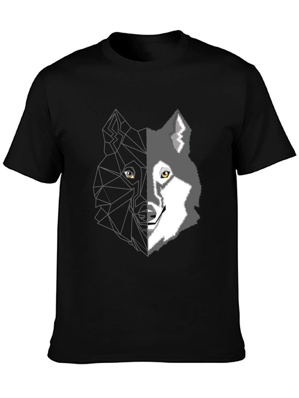 Geometric Wolf Graphic Tee - Mens Black T-Shirt