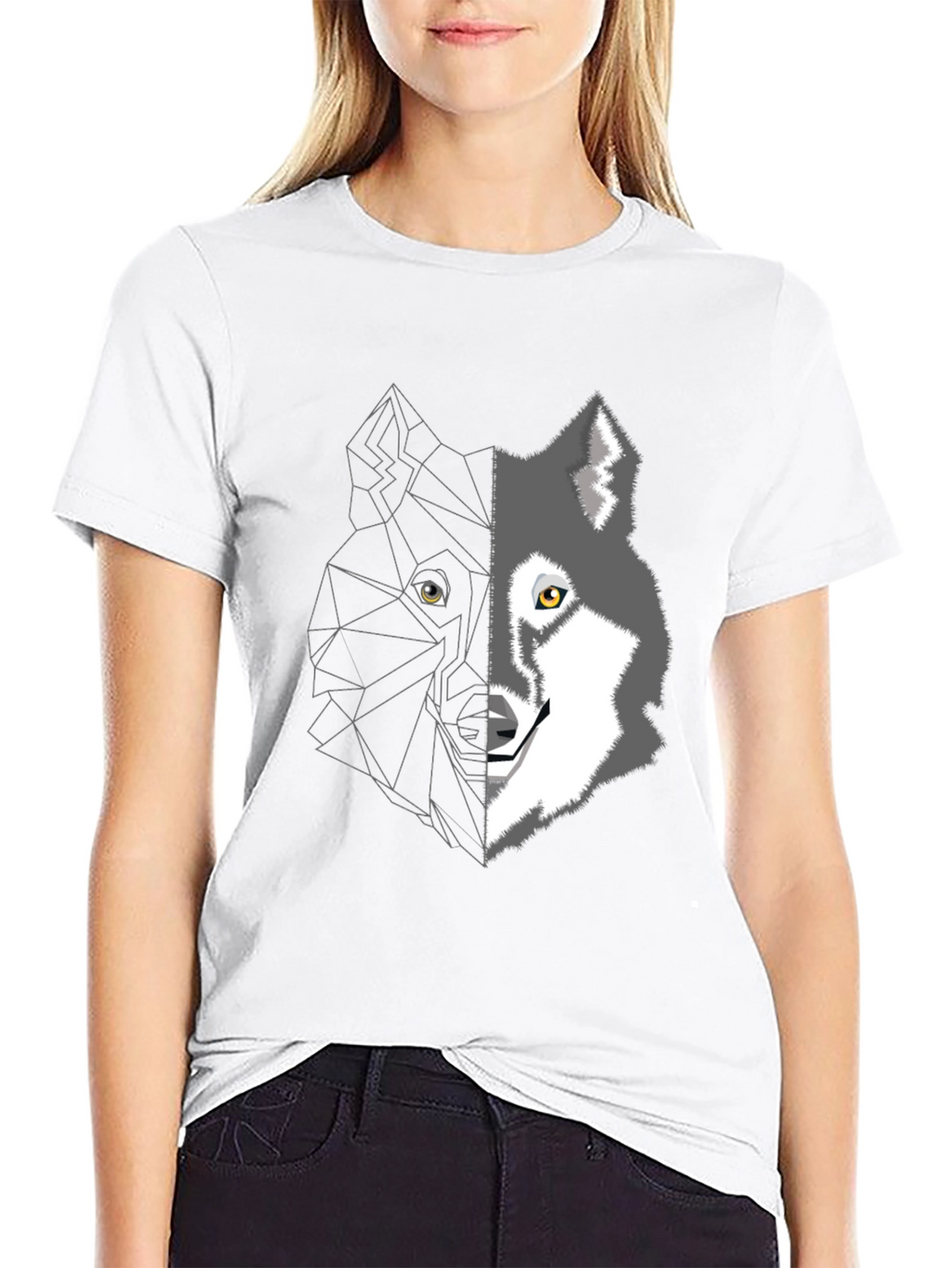 Geometric Wolf Graphic Tee - Mens Black T-Shirt