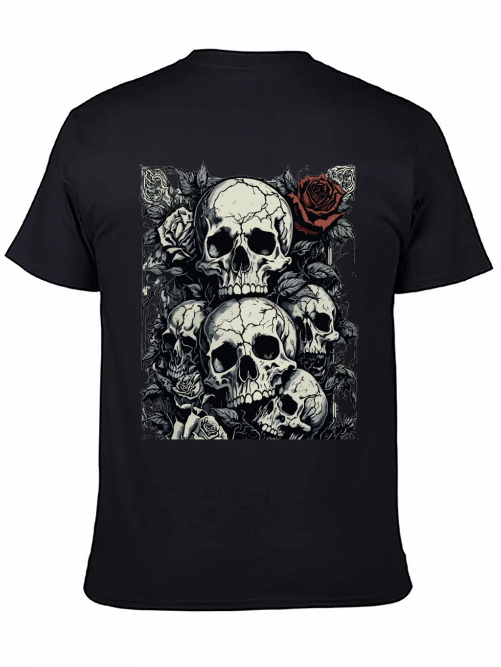 Skull & Roses Graphic Tee - Dark Aesthetic