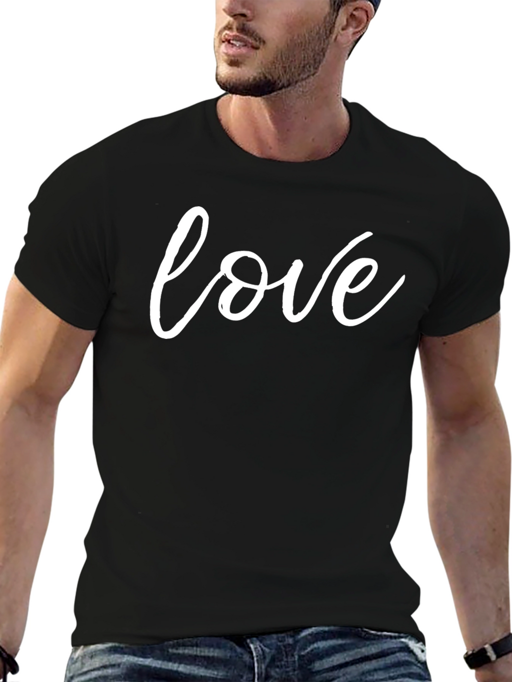 Love Graphic Print Black T-Shirt