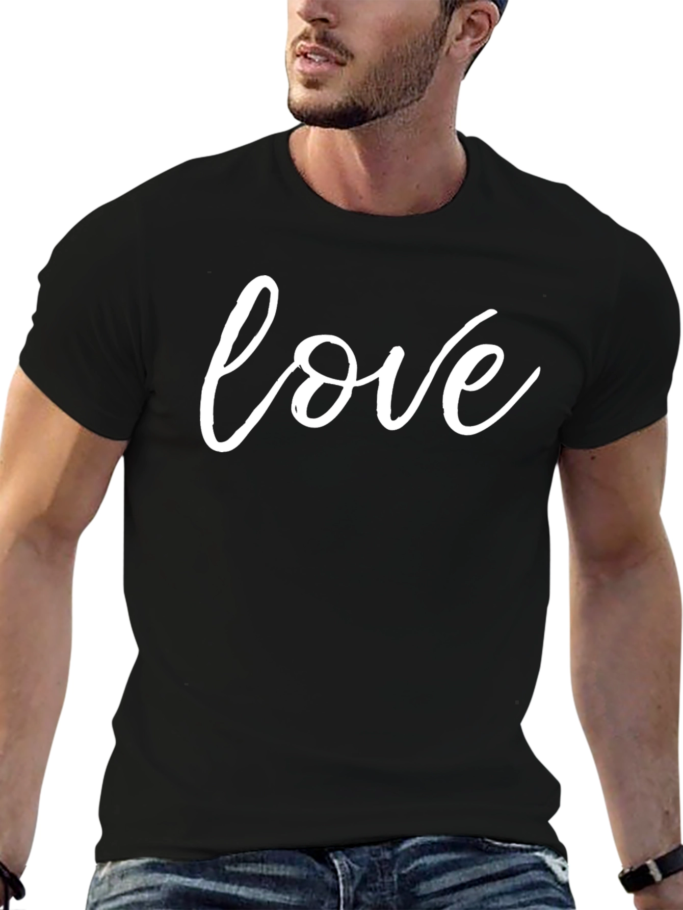Love Graphic Print Black T-Shirt