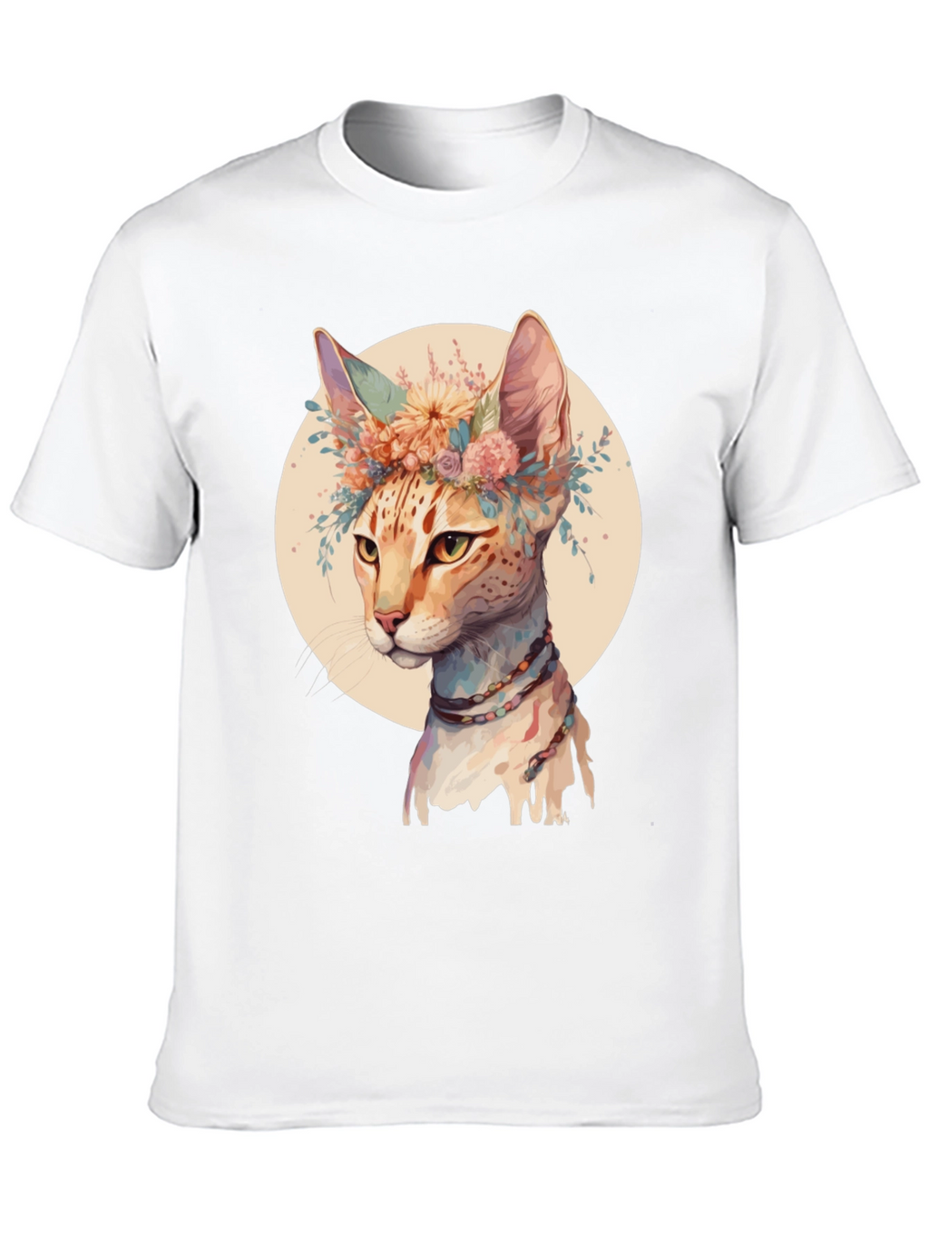 Boho Cat T-Shirt - Floral Crown Design