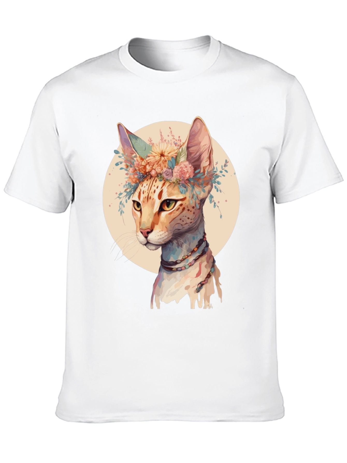 Boho Cat T-Shirt - Floral Crown Design