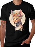 Boho Cat T-Shirt - Floral Crown Design