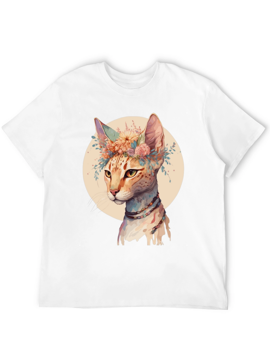 Boho Cat T-Shirt - Floral Crown Design