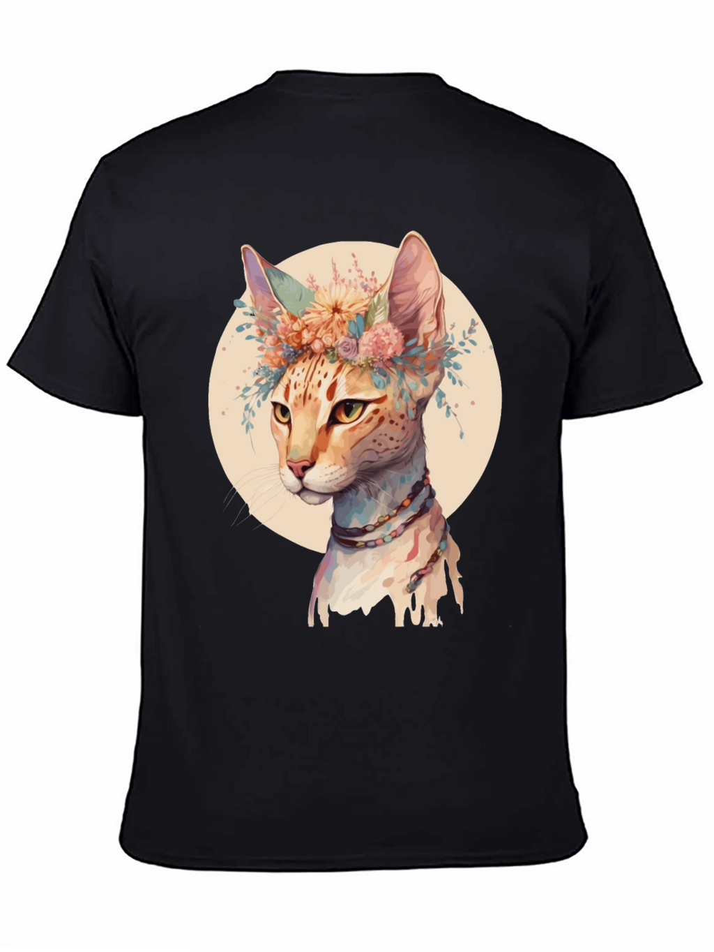 Boho Cat T-Shirt - Floral Crown Design