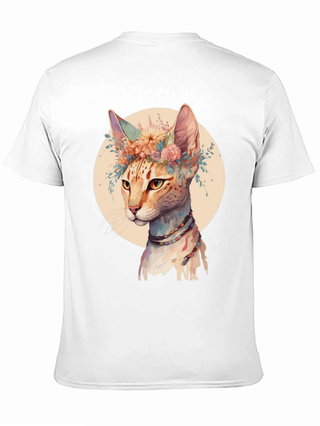 Boho Cat T-Shirt - Floral Crown Design