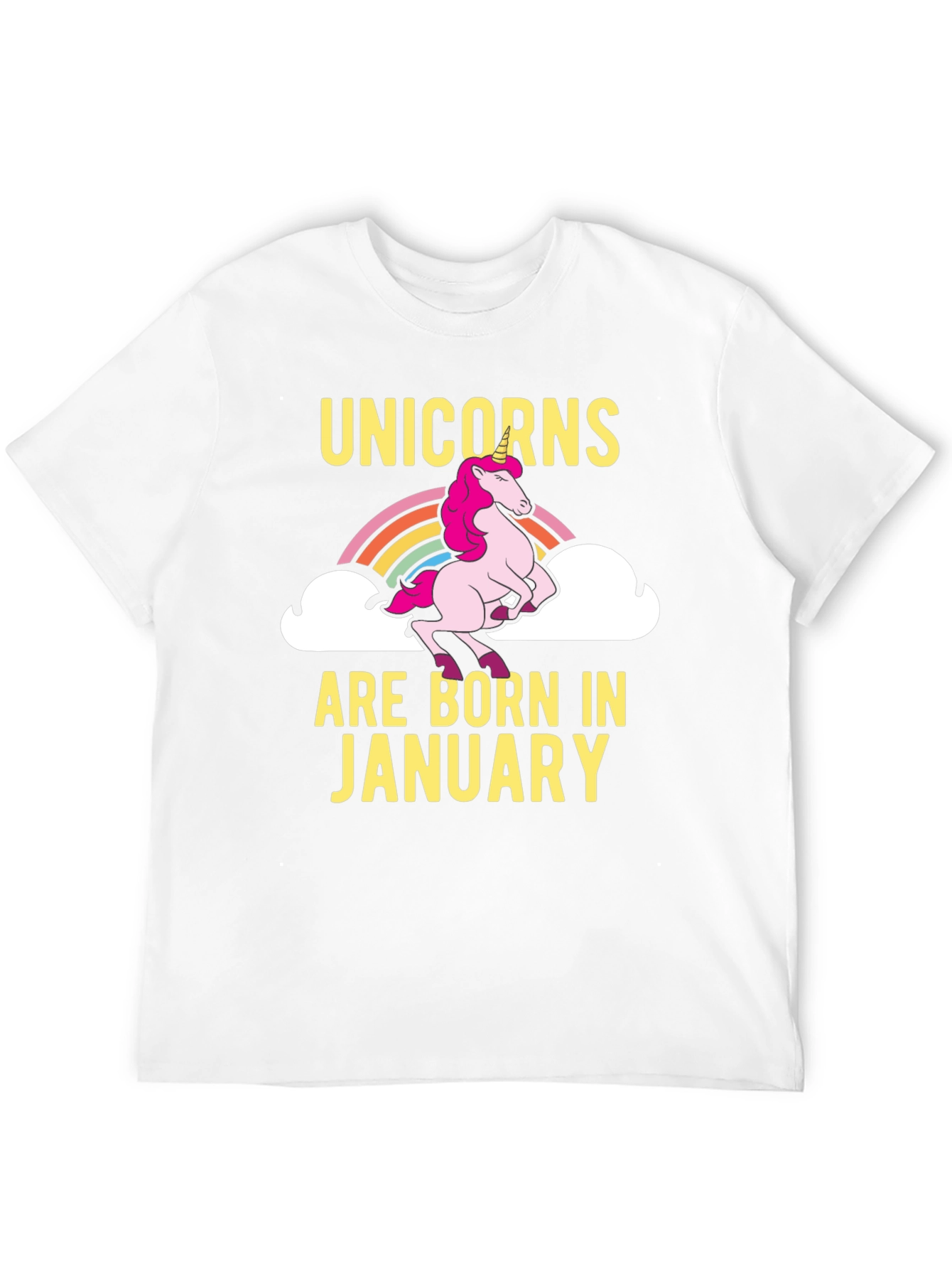 Unicorns Born in January Black Graphic T-Shirt