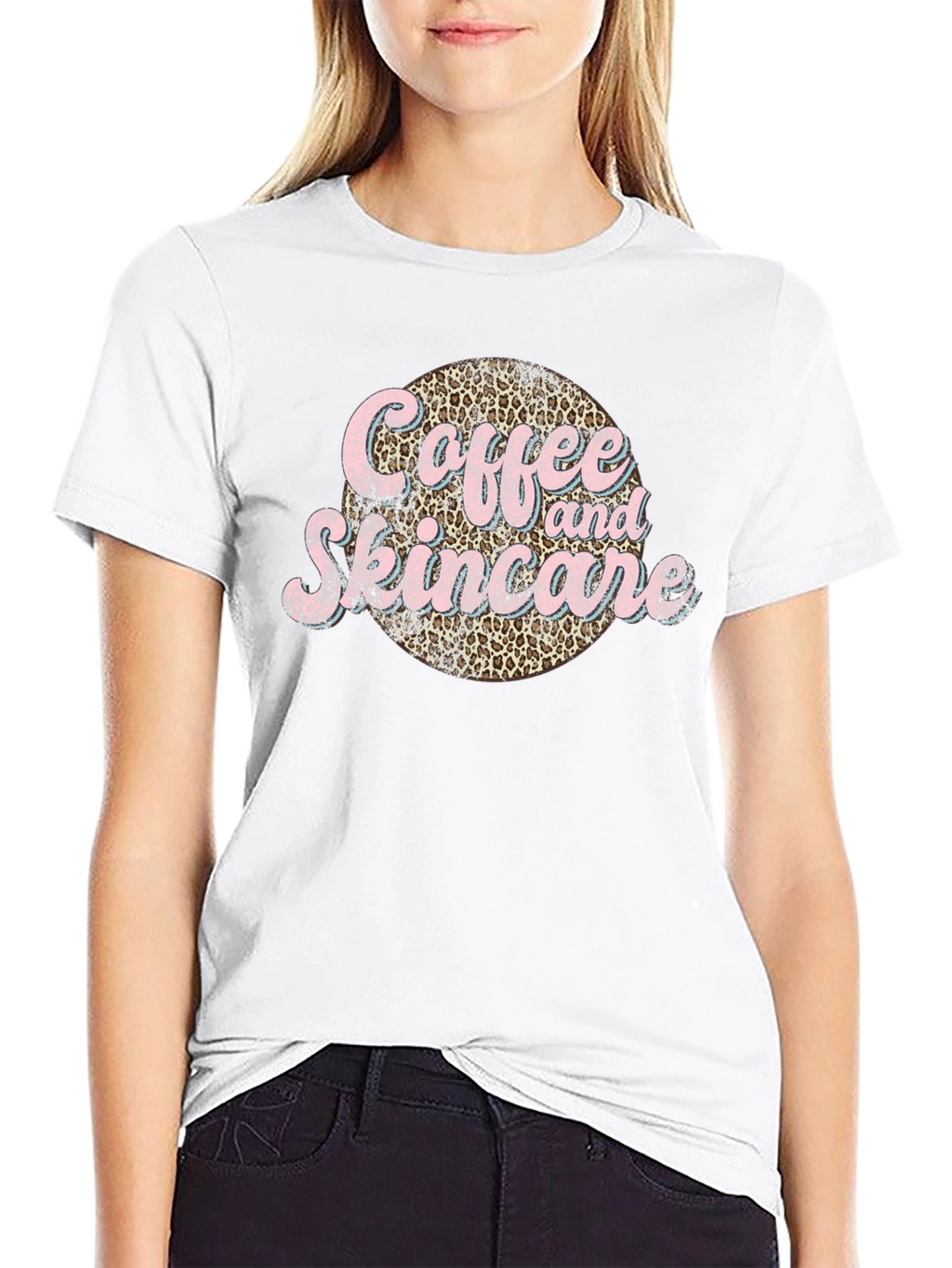 Coffee & Skincare Leopard Print Graphic Tee