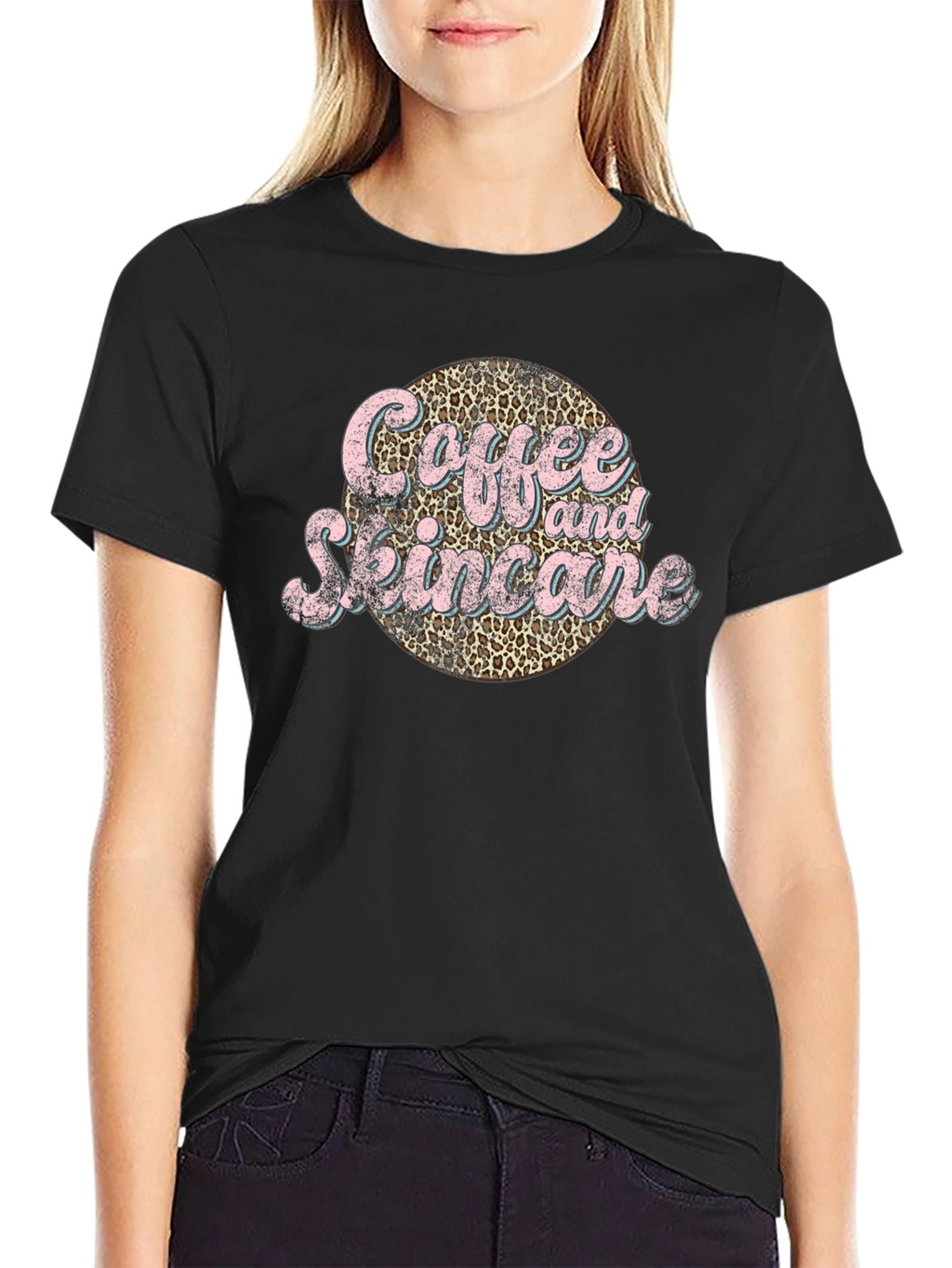 Coffee & Skincare Leopard Print Graphic Tee