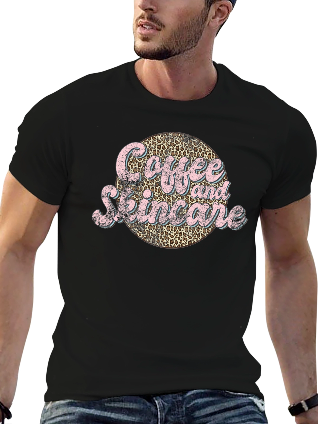 Coffee & Skincare Leopard Print Graphic Tee