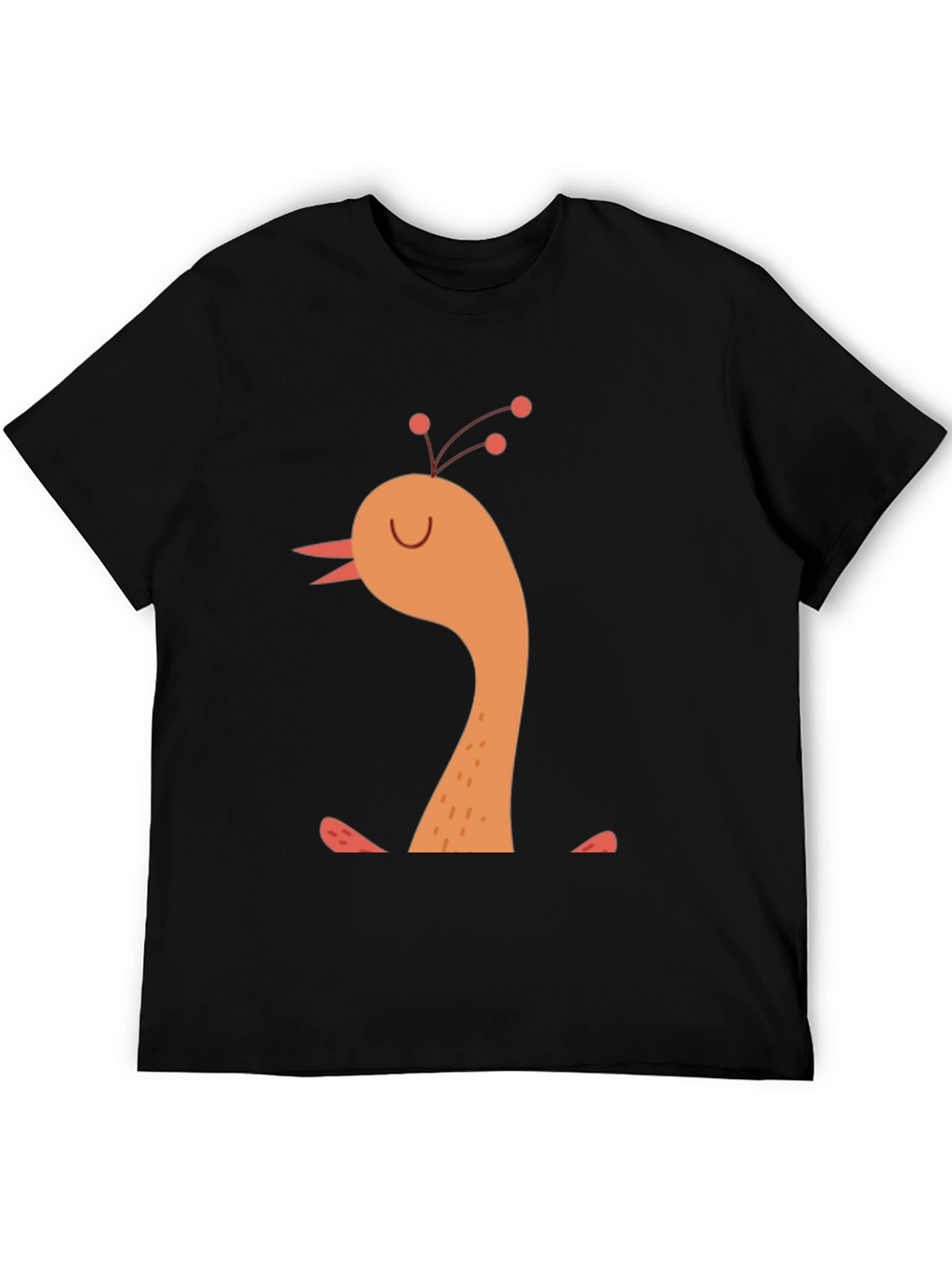 Whimsical Bird Graphic Tee -  Mens Black T-Shirt