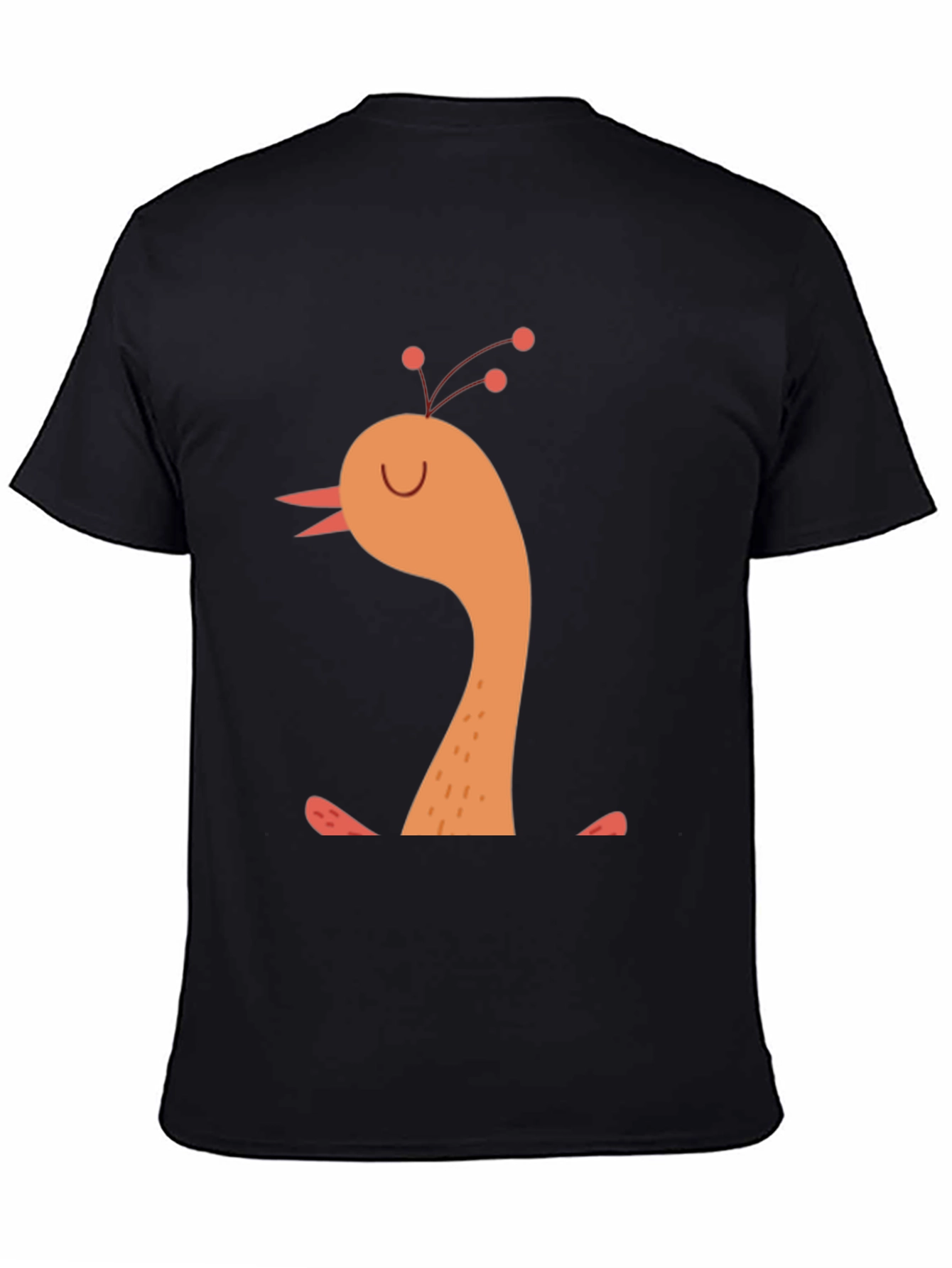Whimsical Bird Graphic Tee -  Mens Black T-Shirt