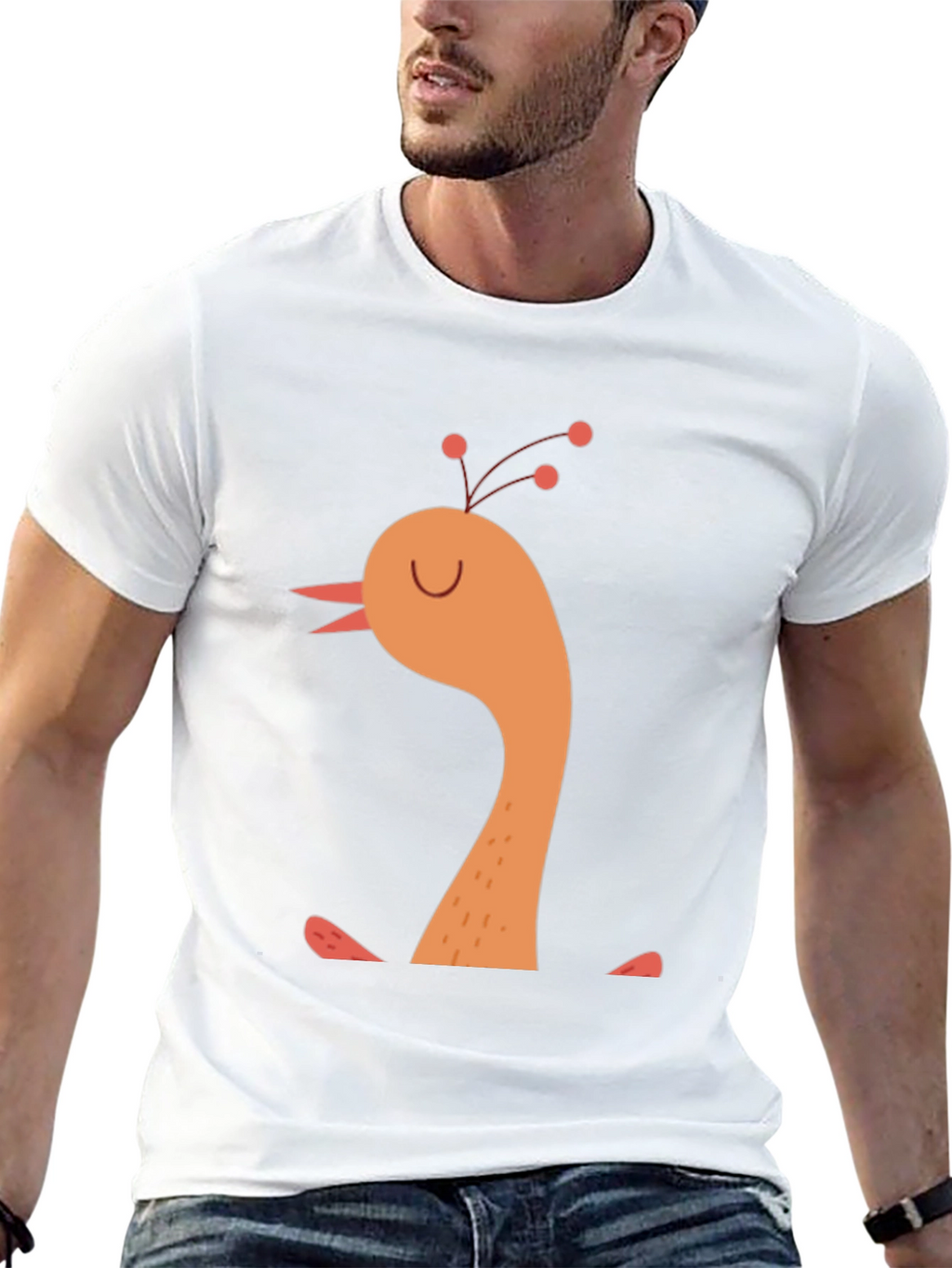 Whimsical Bird Graphic Tee -  Mens Black T-Shirt