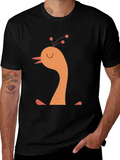 Whimsical Bird Graphic Tee -  Mens Black T-Shirt