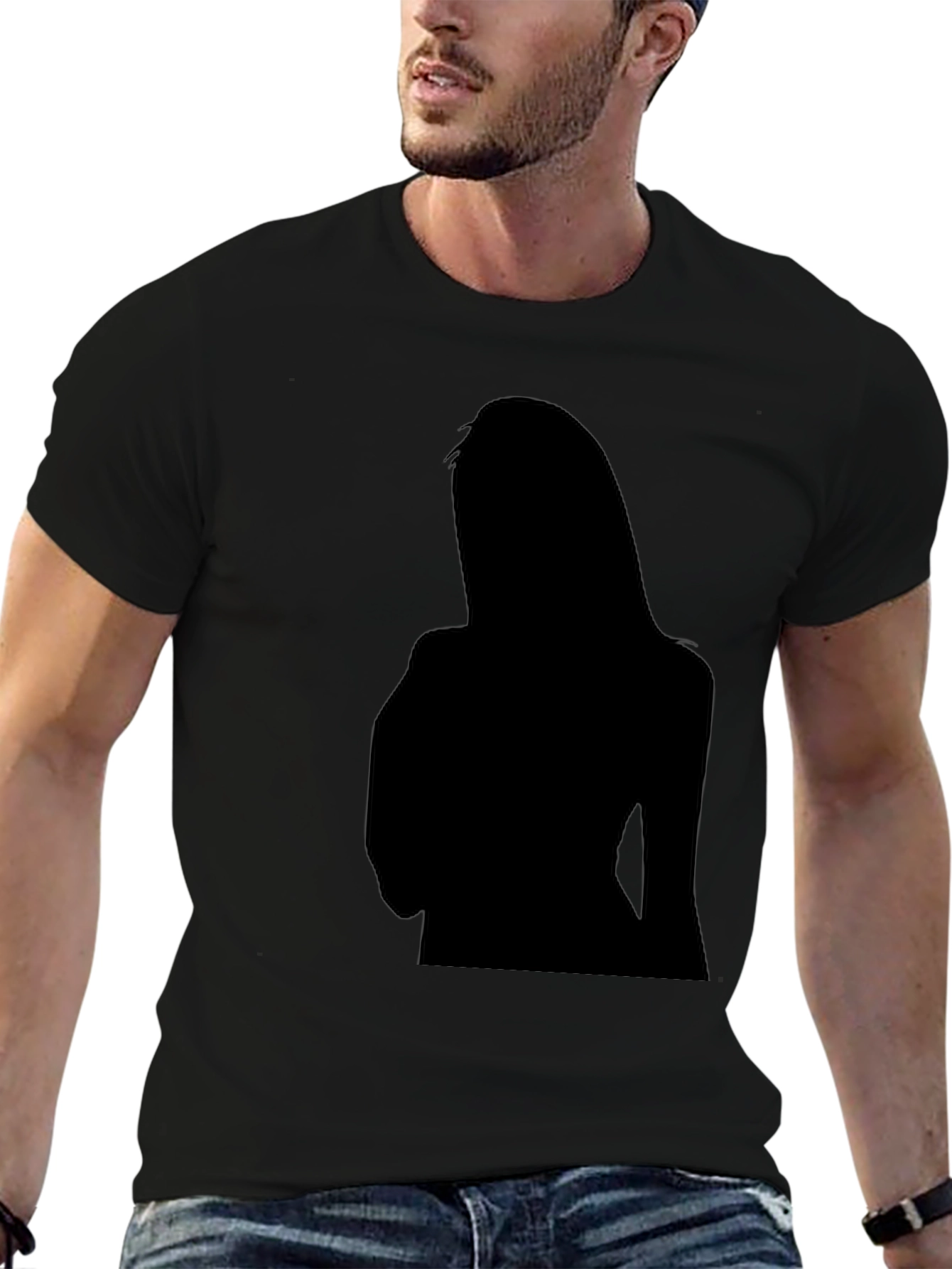 Mens Black Graphic Tee - Silhouette Print