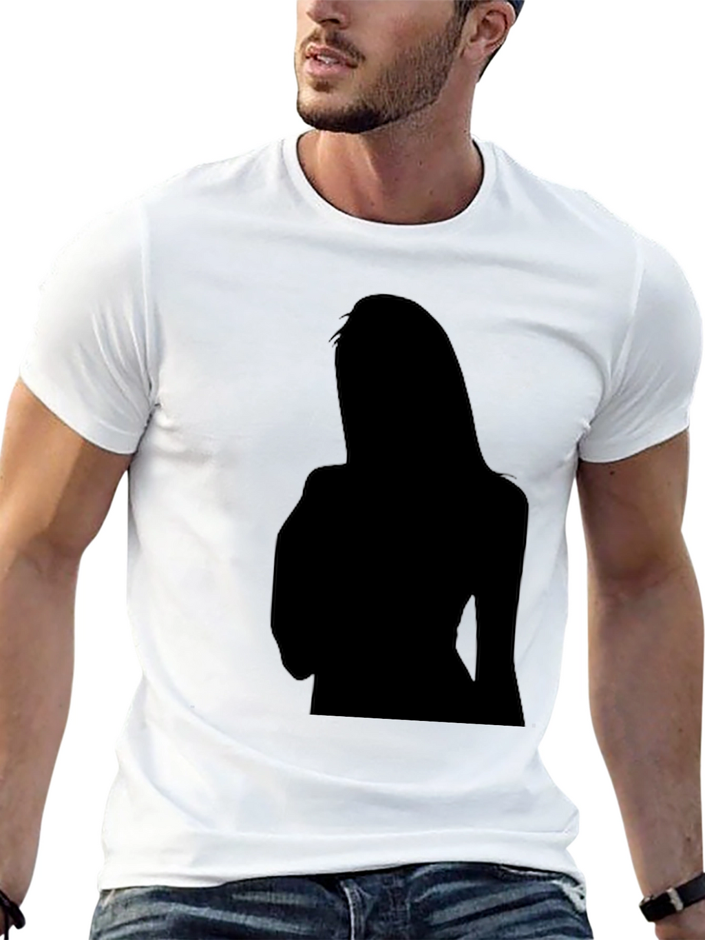 Mens Black Graphic Tee - Silhouette Print