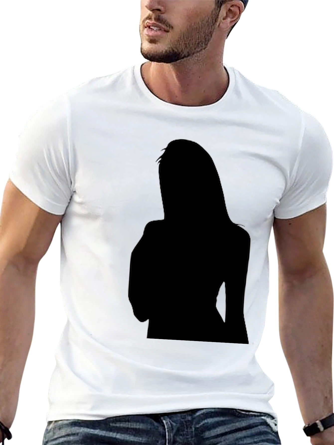 Mens Black Graphic Tee - Silhouette Print