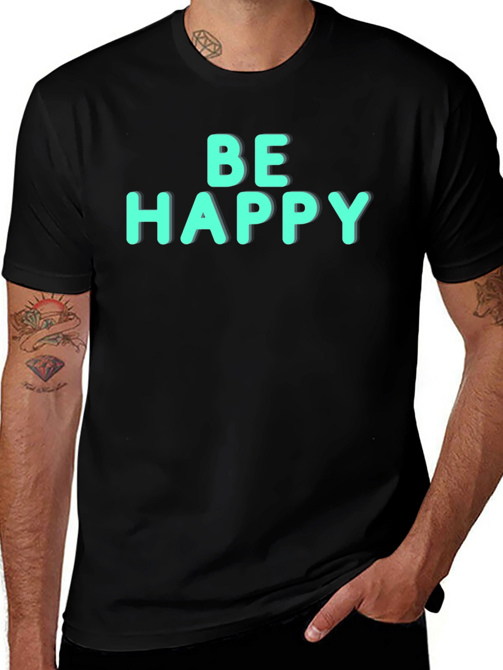 Be Happy Graphic Tee - Black Unisex Shirt