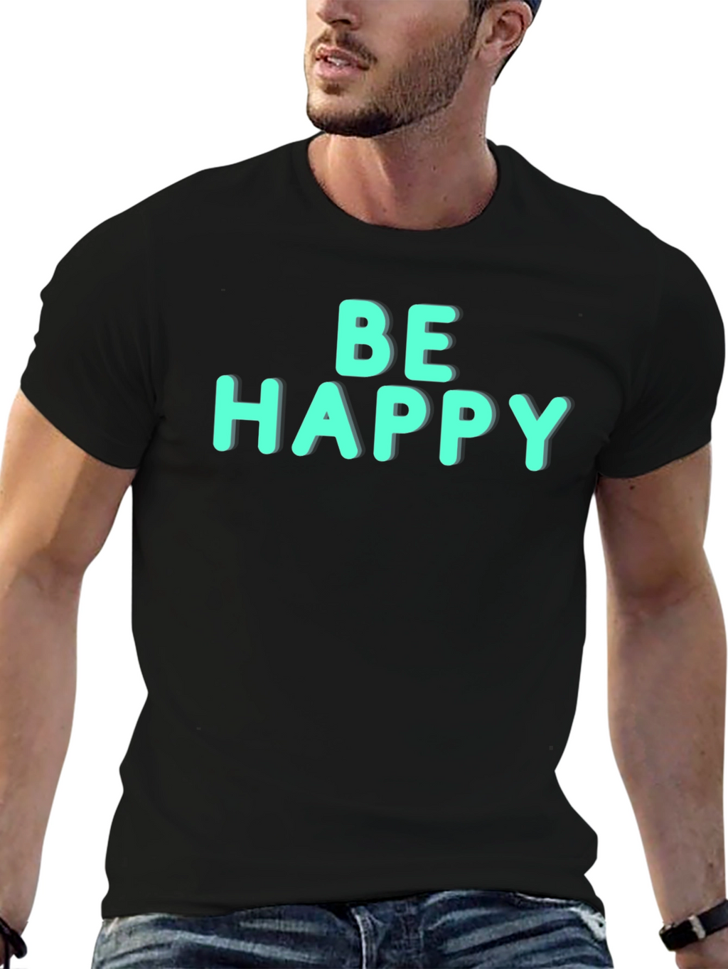 Be Happy Graphic Tee - Black Unisex Shirt
