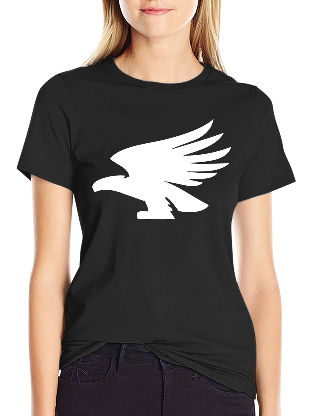 Black T-Shirt with White Eagle Graphic