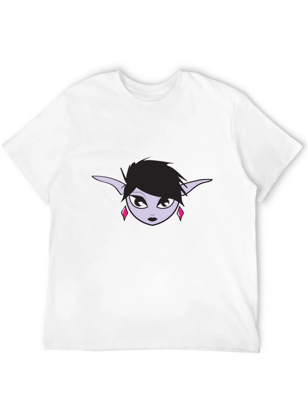Black T-Shirt with Elf Girl Graphic Tee