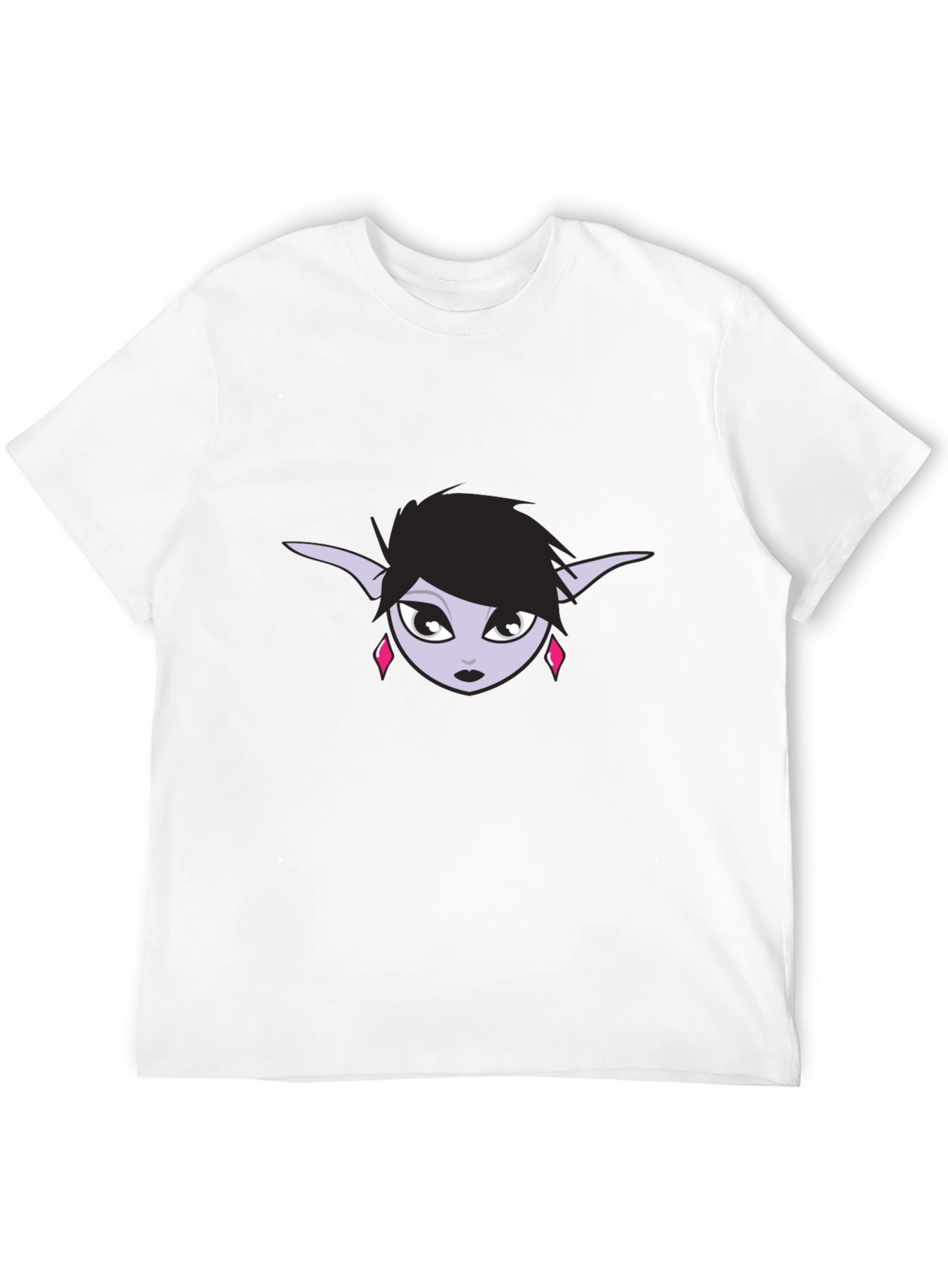 Black T-Shirt with Elf Girl Graphic Tee