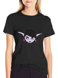 Black T-Shirt with Elf Girl Graphic Tee