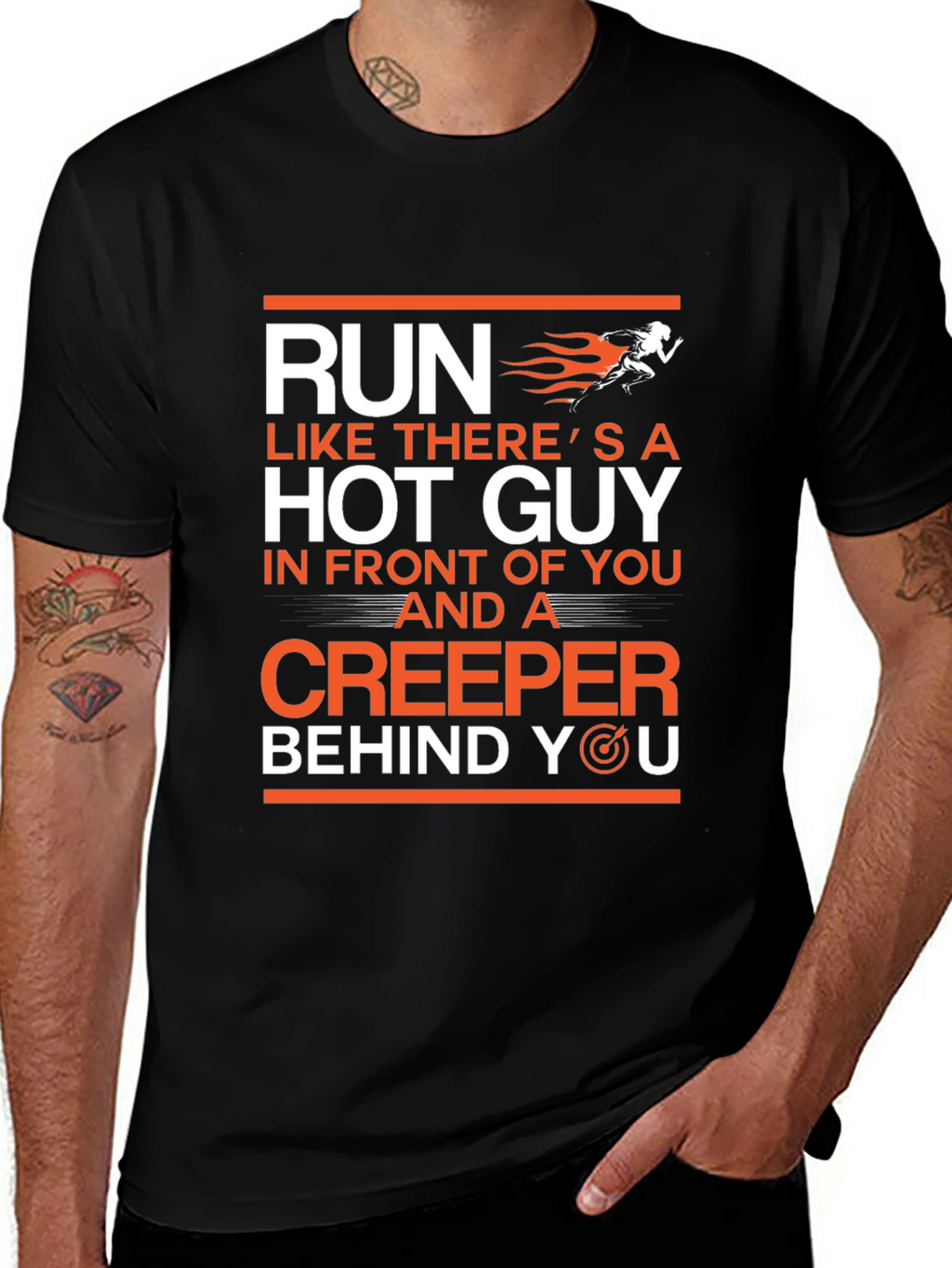 Funny Run Like Hot Guy Creeper T-Shirt