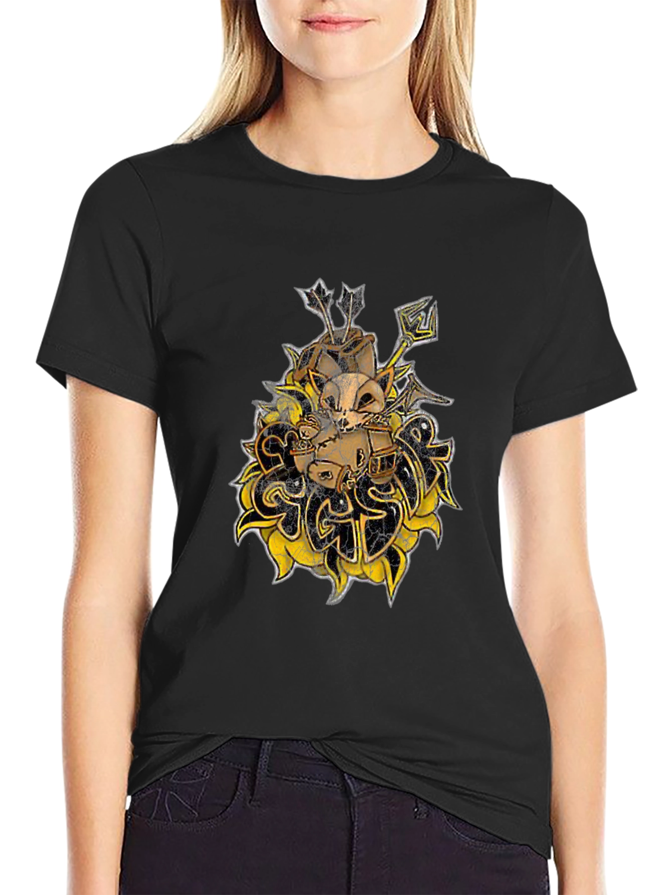 Skull & Arrows Graphic Print Black T-Shirt