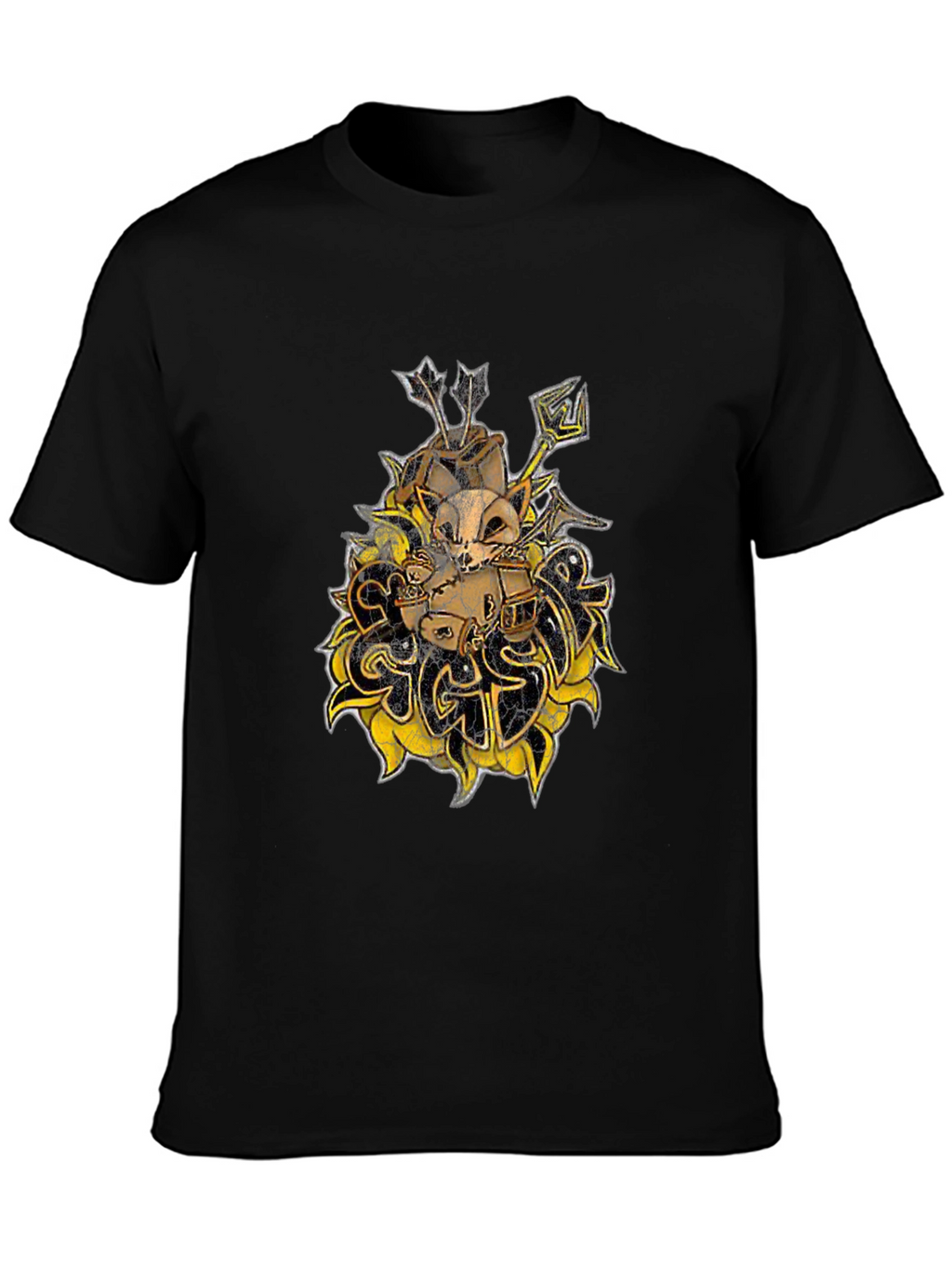 Skull & Arrows Graphic Print Black T-Shirt