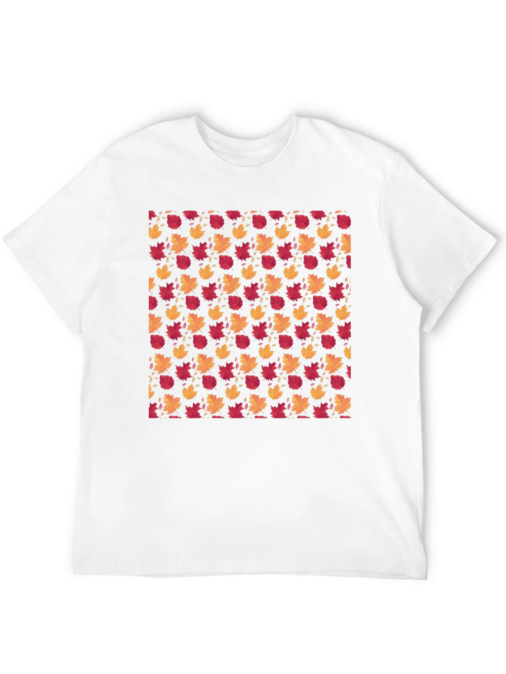 Autumn Leaves Pattern Black T-Shirt