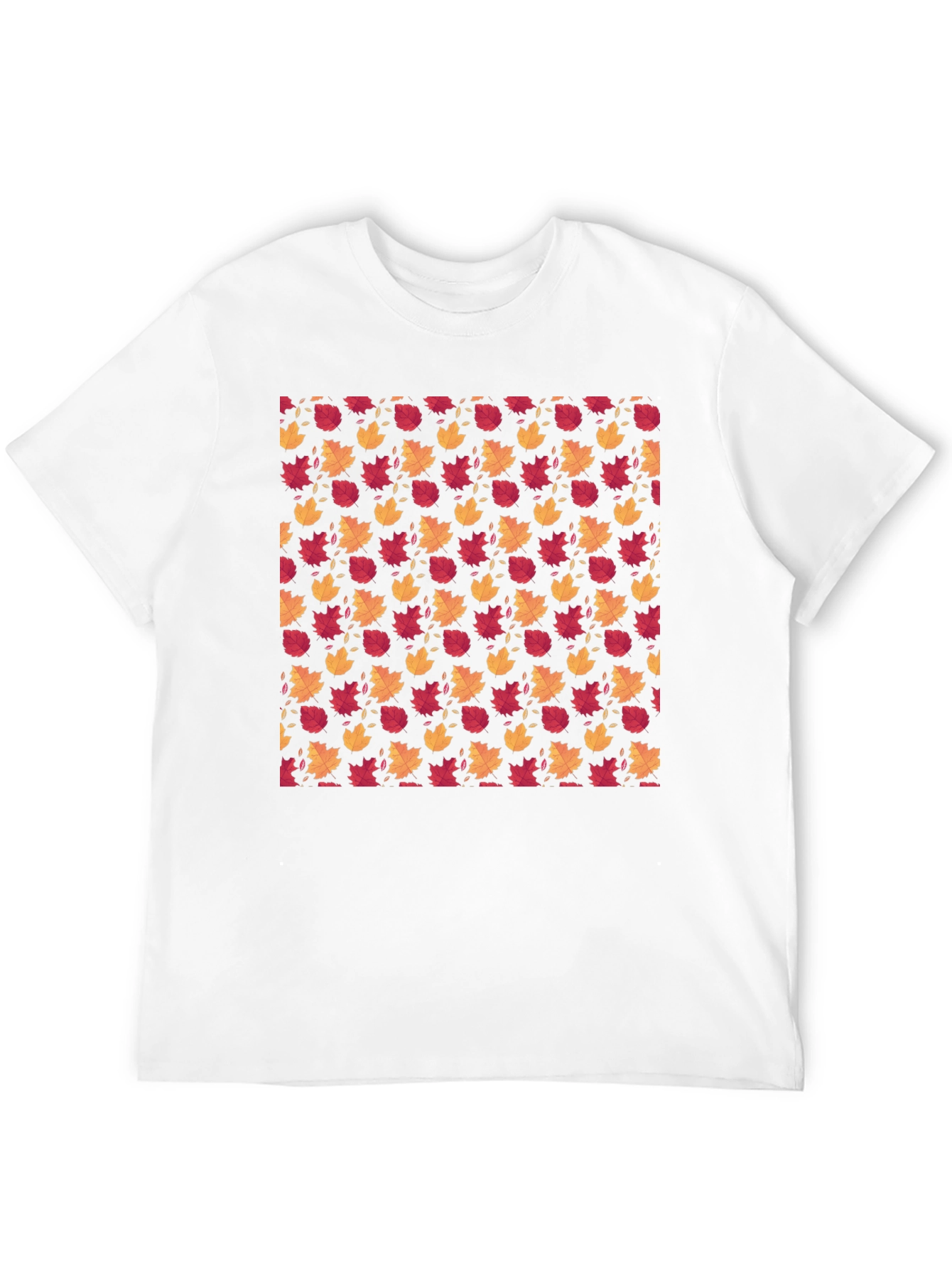 Autumn Leaves Pattern Black T-Shirt
