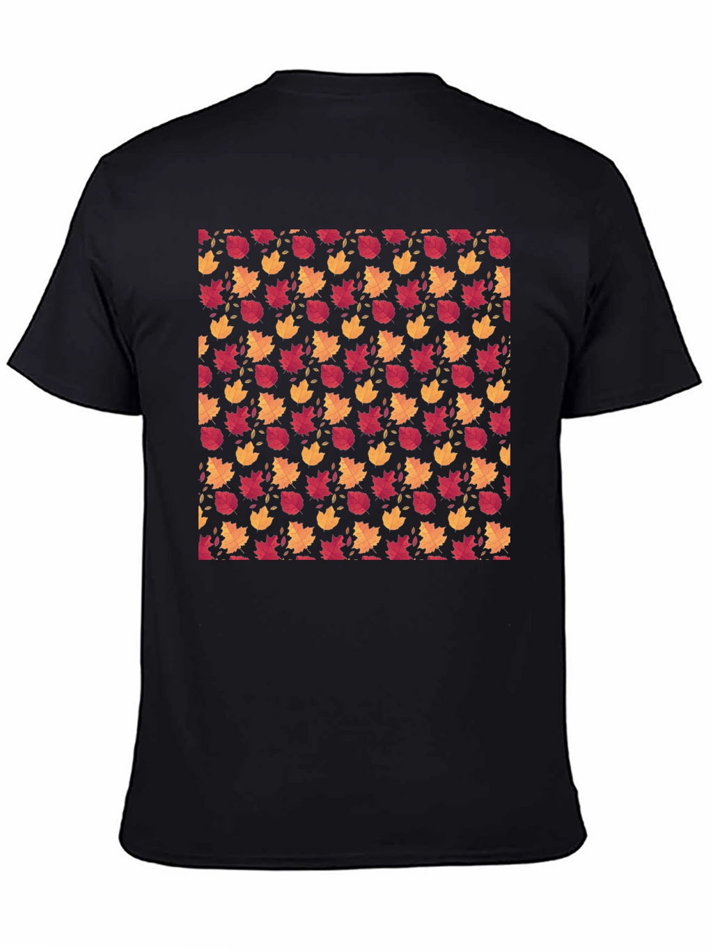 Autumn Leaves Pattern Black T-Shirt