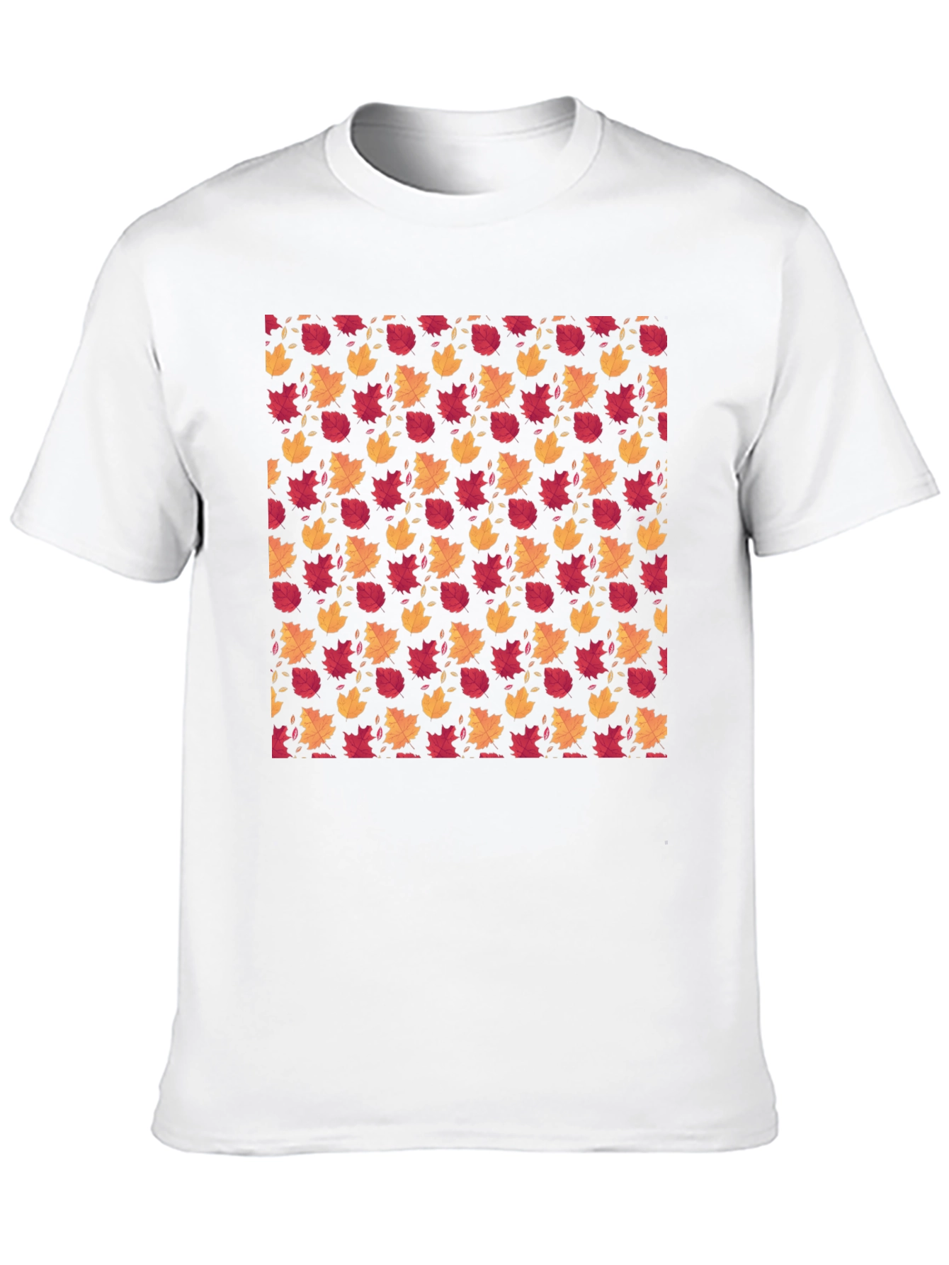 Autumn Leaves Pattern Black T-Shirt