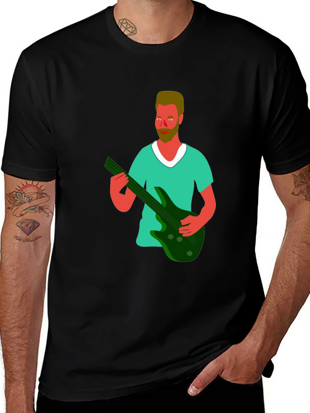 Illustrated Musician Graphic Tee - Black