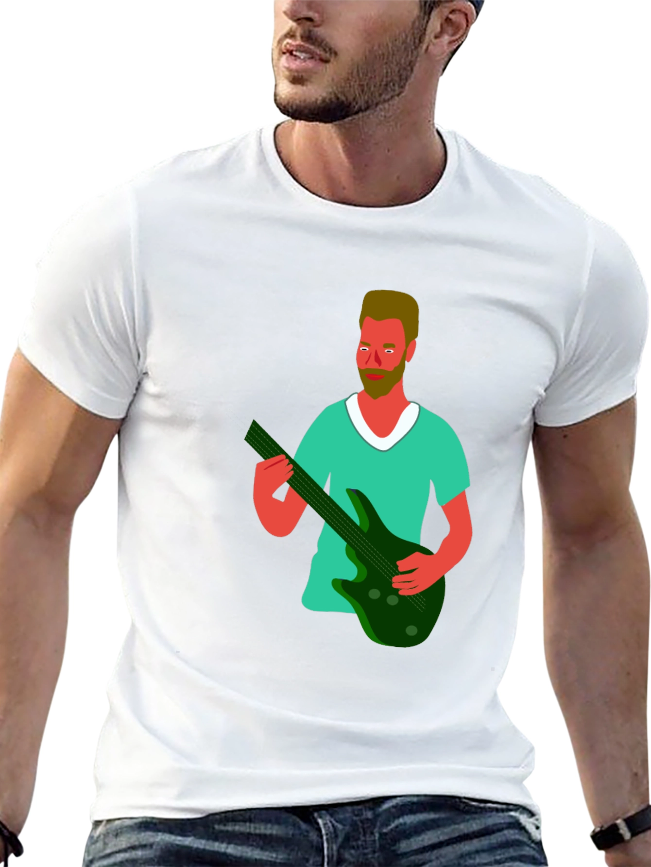 Illustrated Musician Graphic Tee - Black
