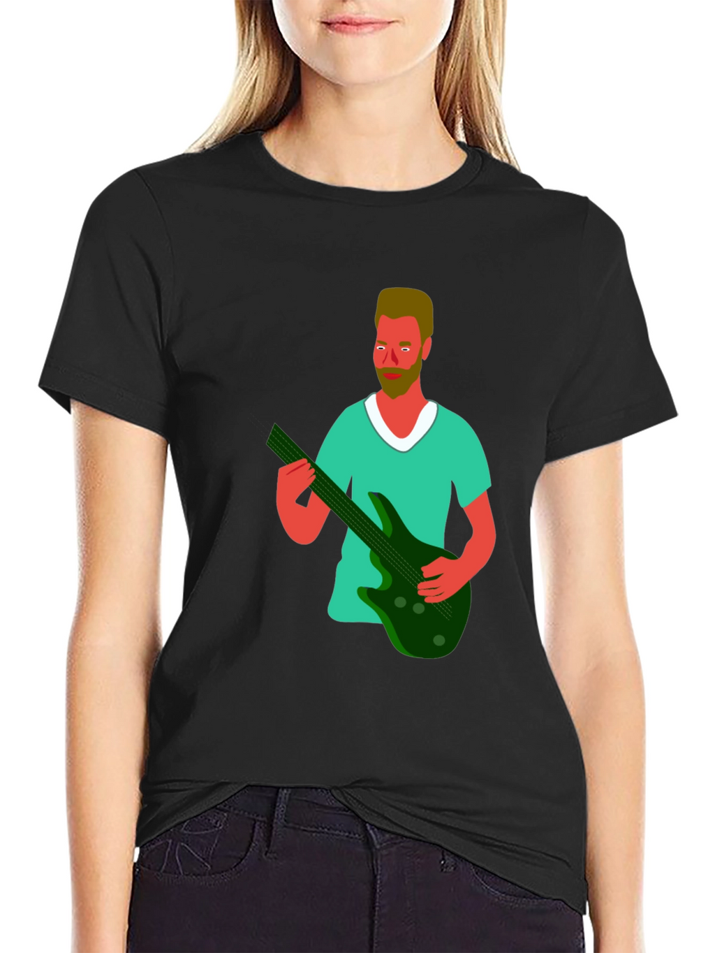 Illustrated Musician Graphic Tee - Black