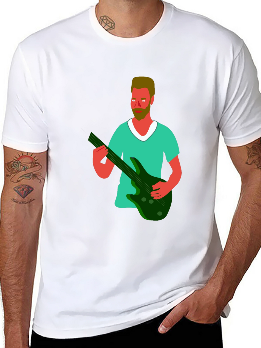 Illustrated Musician Graphic Tee - Black
