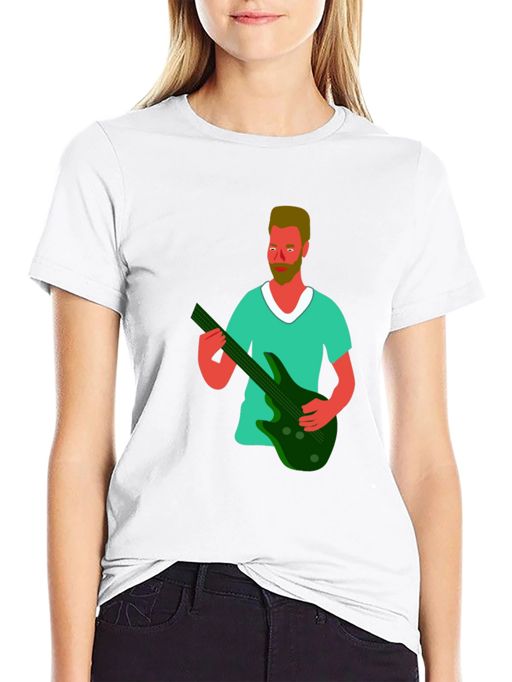 Illustrated Musician Graphic Tee - Black