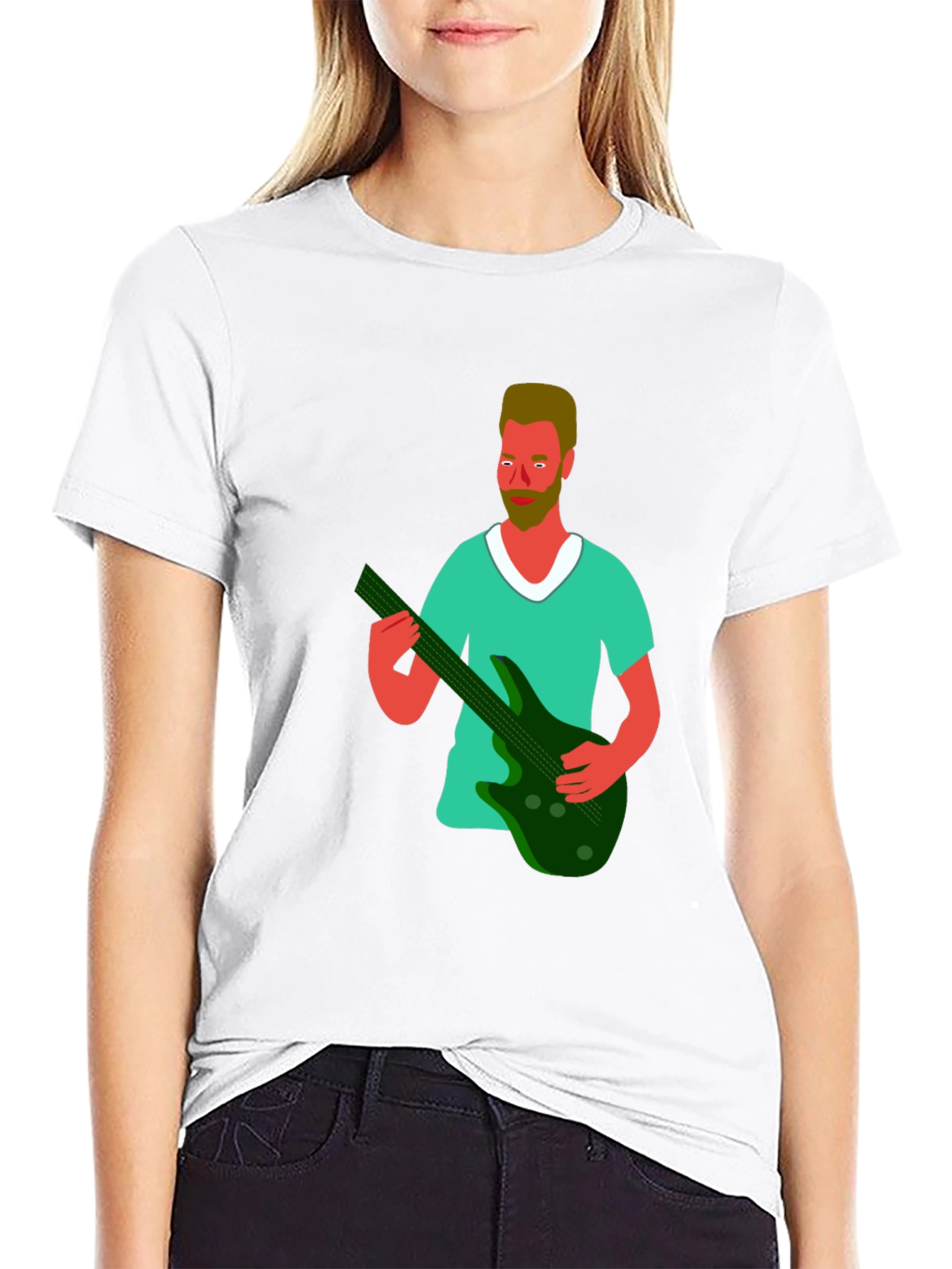 Illustrated Musician Graphic Tee - Black
