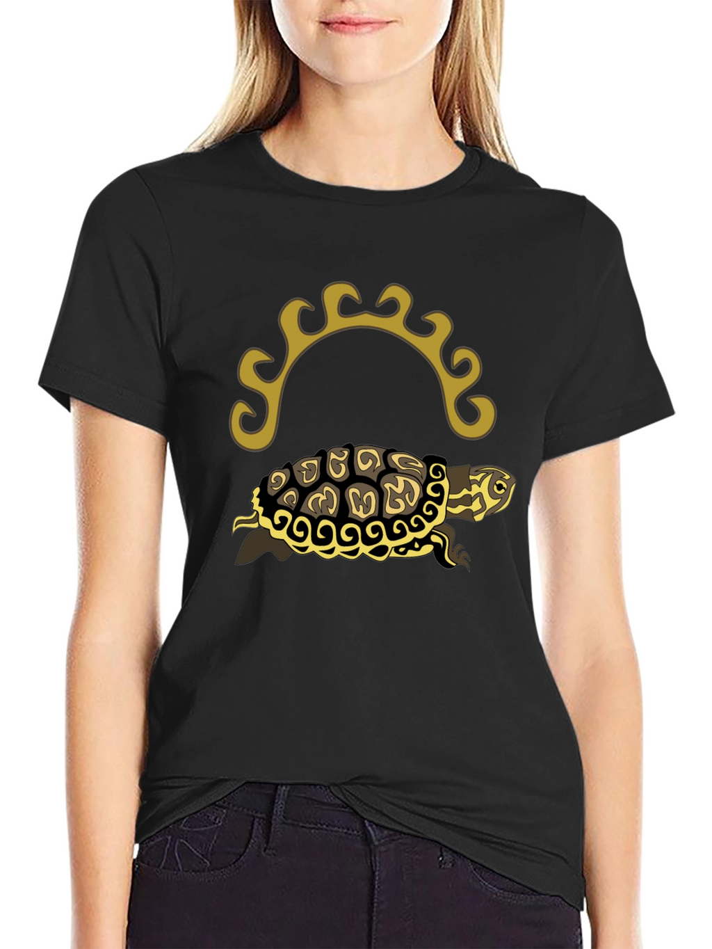 Turtle Graphic Tee - Black Short Sleeve Shirt