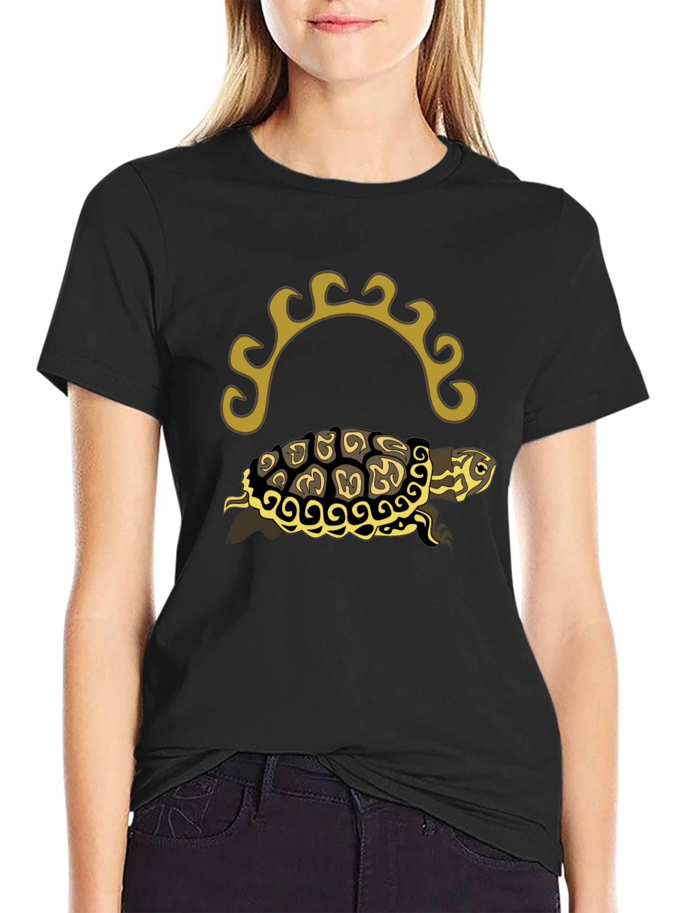 Turtle Graphic Tee - Black Short Sleeve Shirt