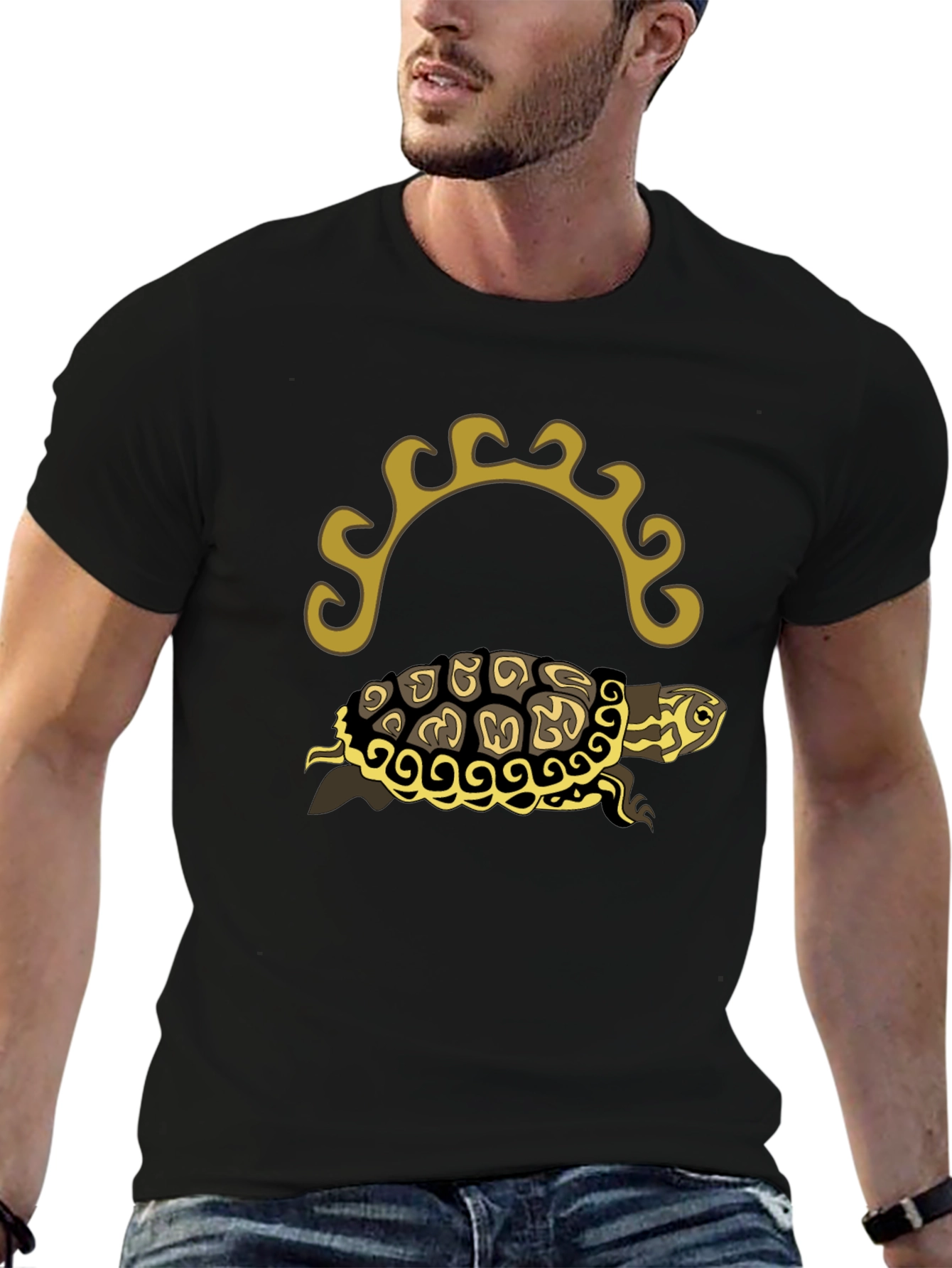 Turtle Graphic Tee - Black Short Sleeve Shirt