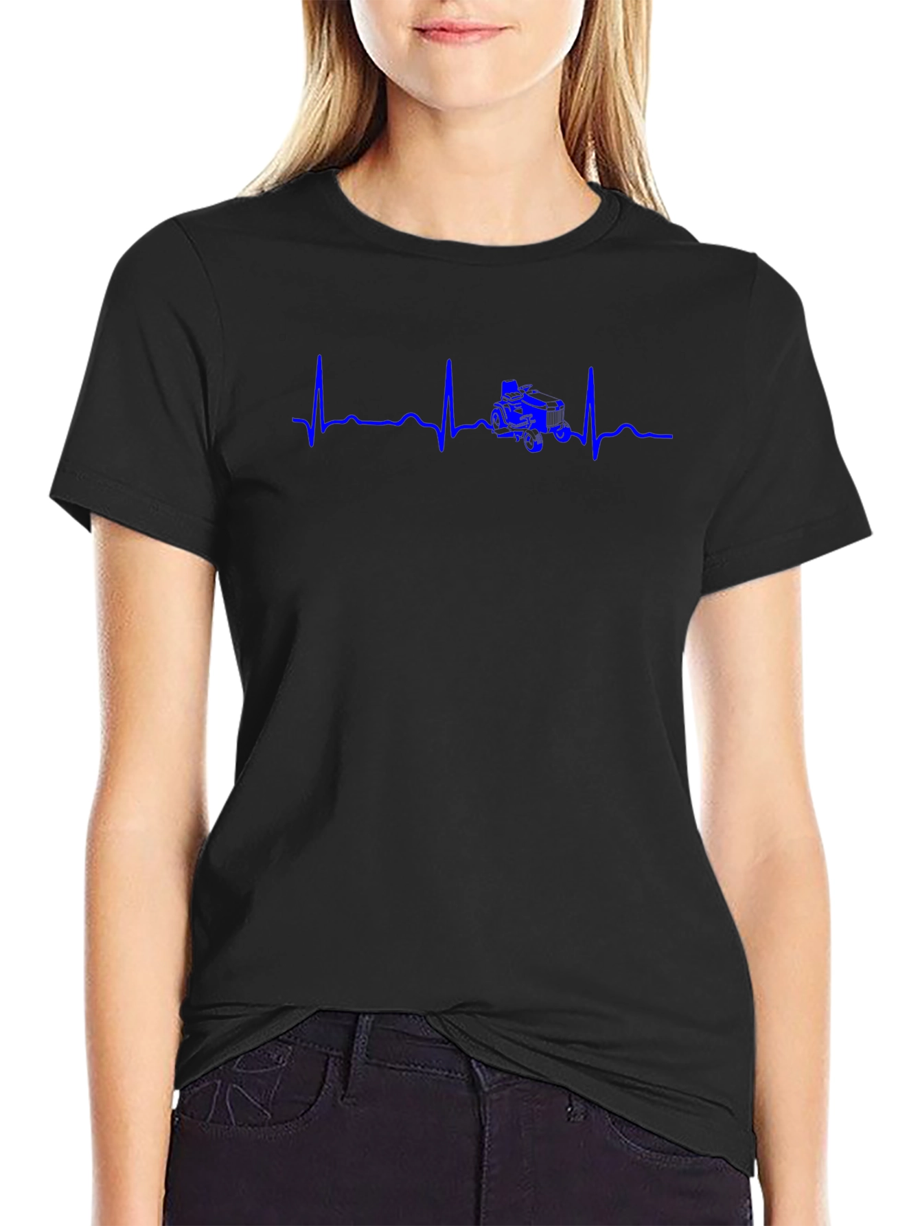 Diver Heartbeat T-Shirt - Black Cotton Crew Neck