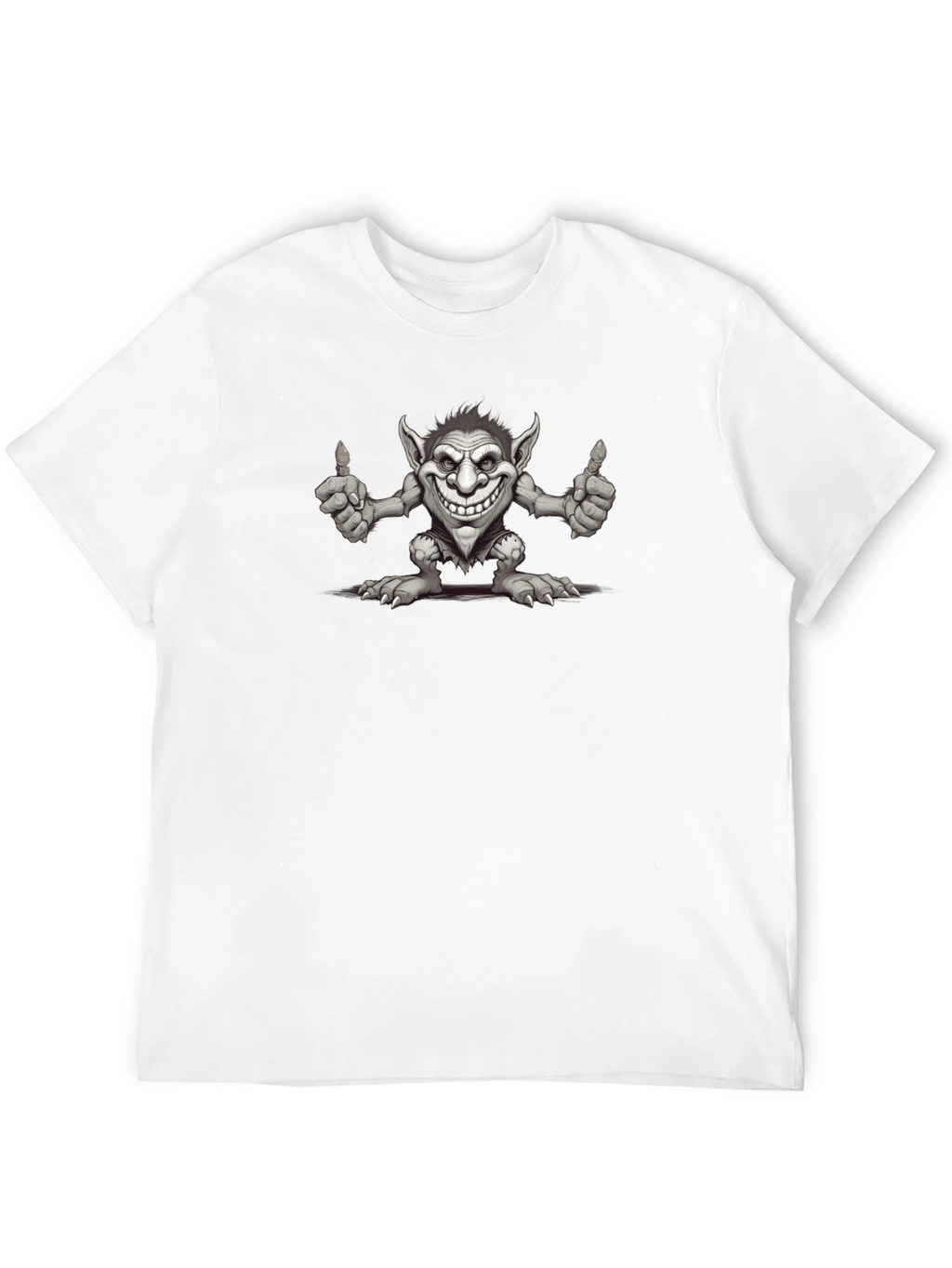 Funny Troll Graphic Print Black T-Shirt
