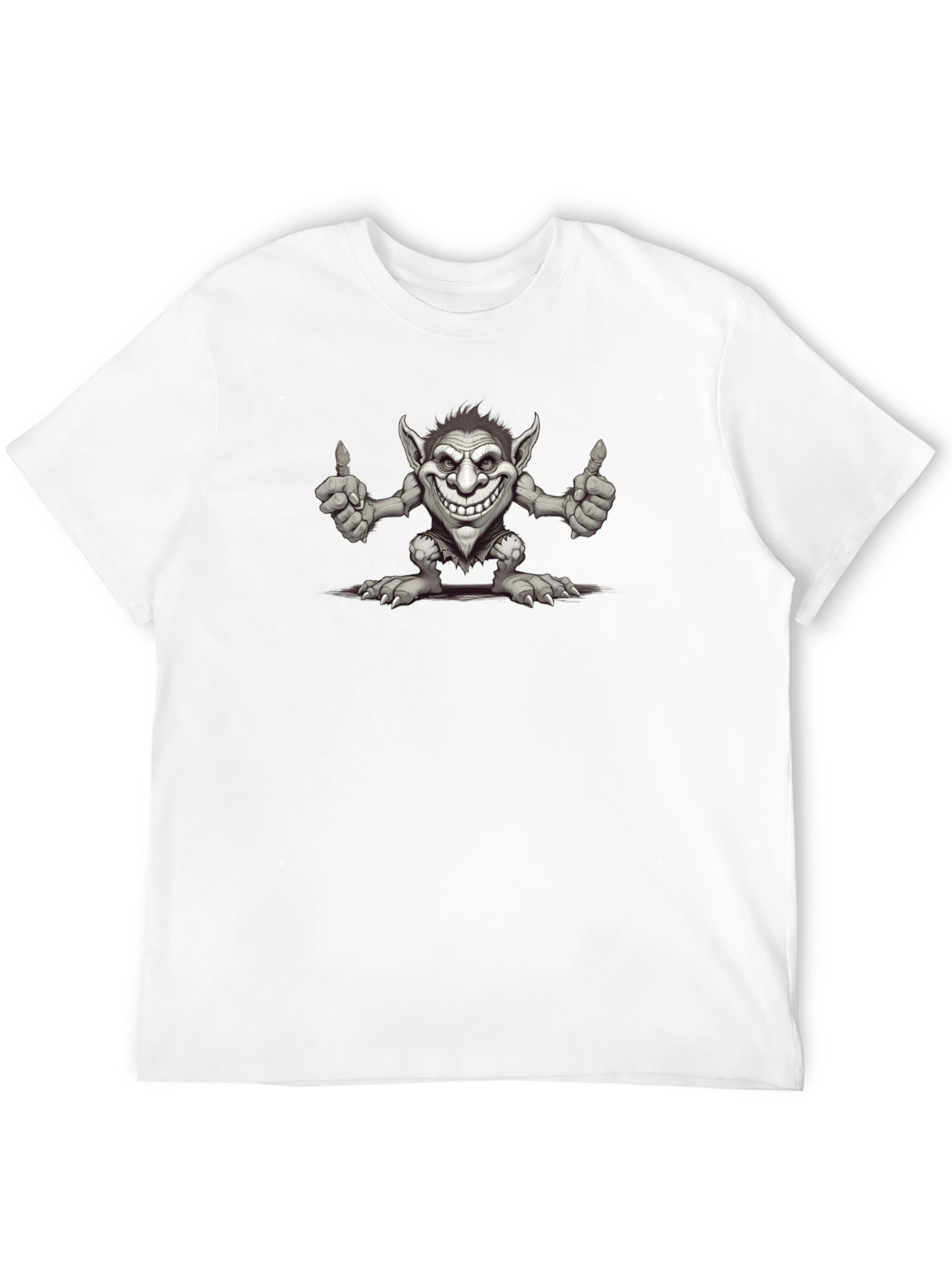 Funny Troll Graphic Print Black T-Shirt