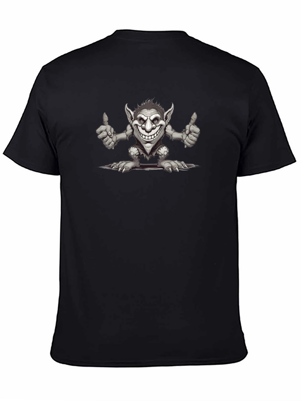 Funny Troll Graphic Print Black T-Shirt