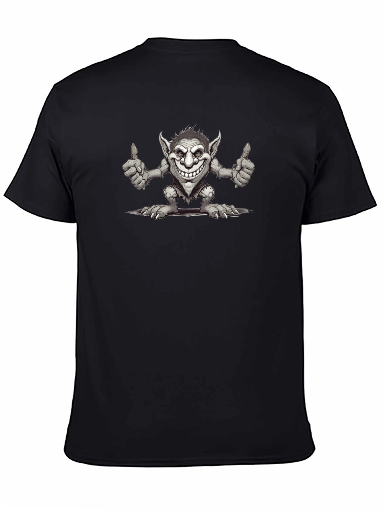 Funny Troll Graphic Print Black T-Shirt